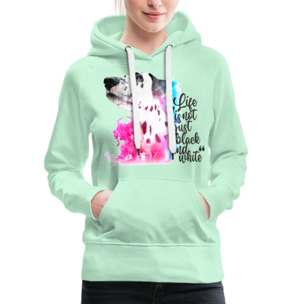 LiNBW. Frauen Hoodie Dalmatiner Life is not just black and white - helles Mintgrün