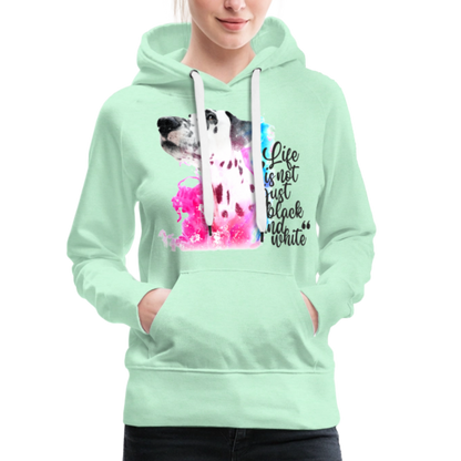 LiNBW. Frauen Hoodie Dalmatiner Life is not just black and white - helles Mintgrün