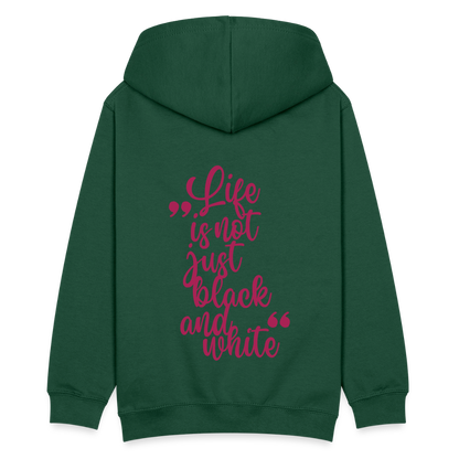 LiNBW. Kinder Hoodie Life is not just black and white - Flaschengrün
