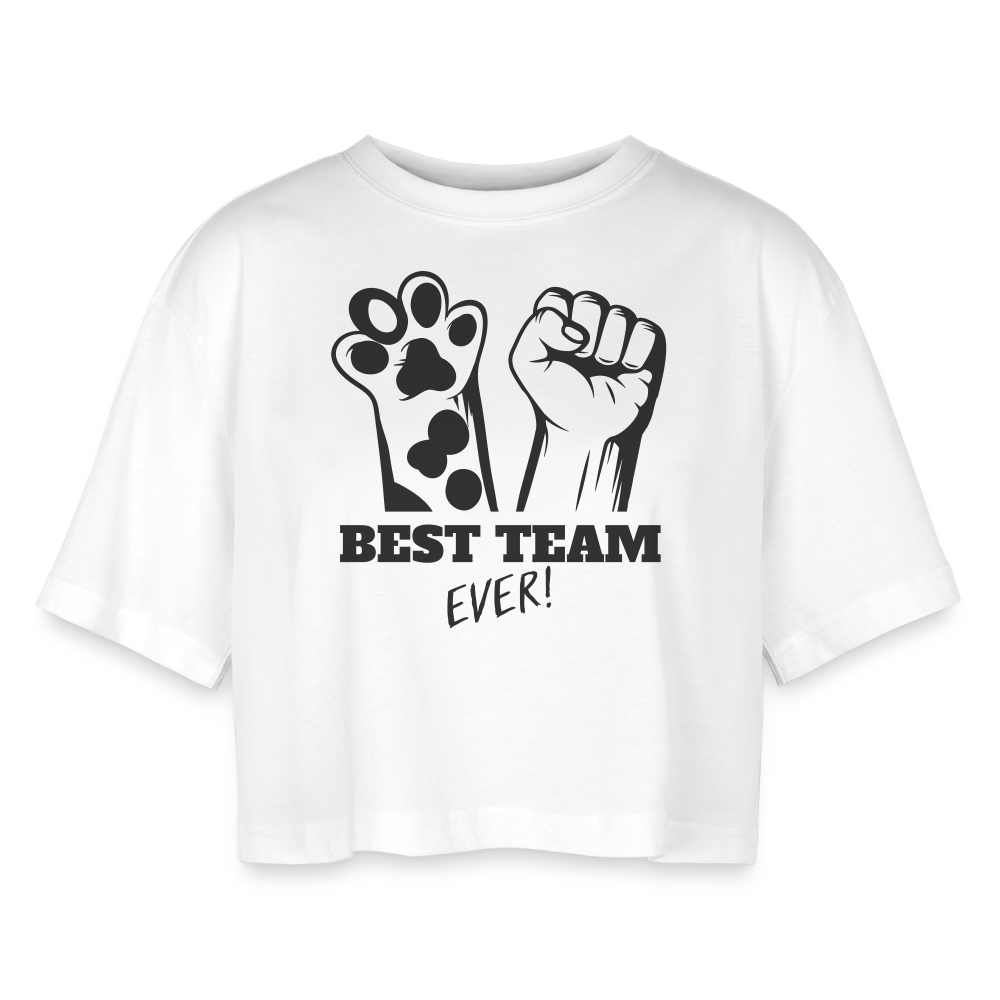 LiNBW. Frauen Cropped T-Shirt Best Team Ever - Weiß