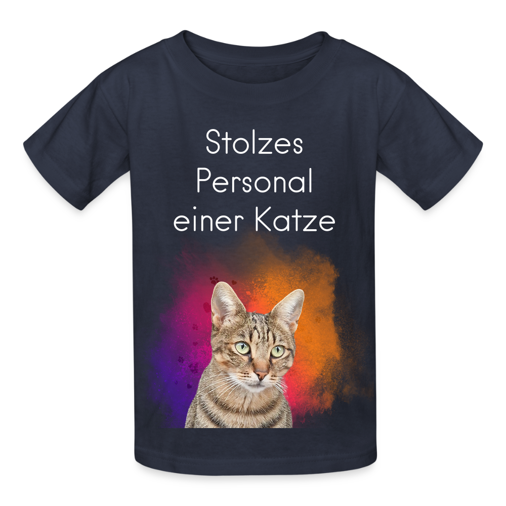 Kinder-T-Shirt – Stolzes Personal einer Katze | Für Mini-Katzenfans - Navy