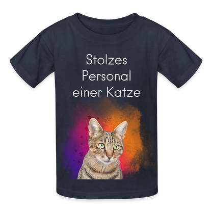 Kinder-T-Shirt – Stolzes Personal einer Katze | Für Mini-Katzenfans - Navy