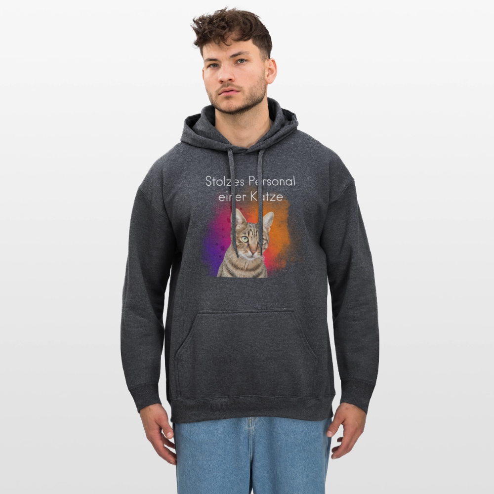 LiNBW. Männer & Frauen Hoodie Stolzes Personal einer Katze - Dunkelgrau meliert