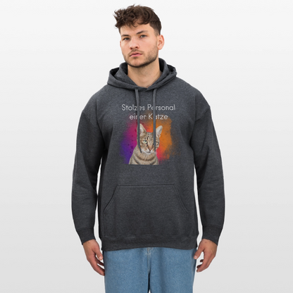 LiNBW. Männer & Frauen Hoodie Stolzes Personal einer Katze - Dunkelgrau meliert