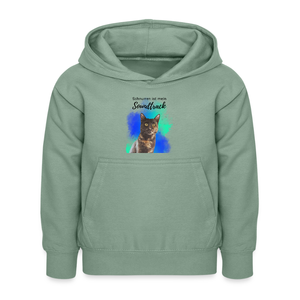 LiNBW. Kinder Hoodie Schnurren ist mein Soundtrack - Graugrün