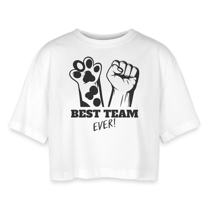LiNBW. Frauen Cropped T-Shirt Best Team Ever - Weiß