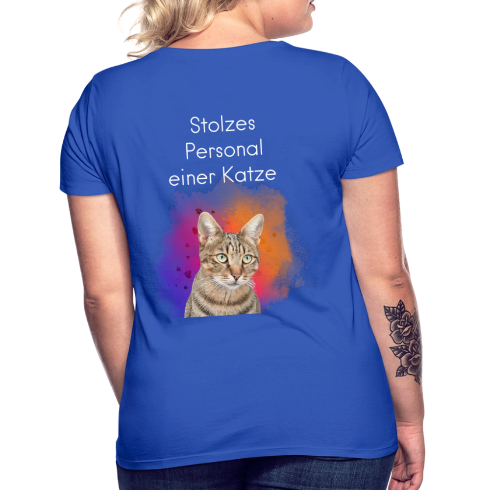 LiNBW. Frauen T-Shirt Stolzes Personal einer Katze - Royalblau