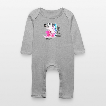 LiNBW. Baby Strampler Dalmatiner Life is not just black and white - Grau meliert