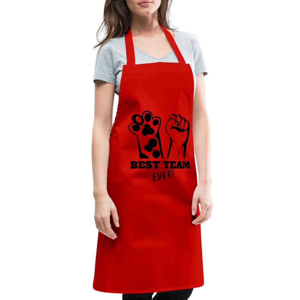 Kochschürze „Best Team Ever!“ – Mensch & Tier, unschlagbar vereint - Rot