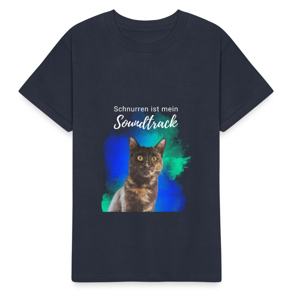 Kinder-T-Shirt – Schnurren ist mein Soundtrack | Für kleine Katzenfreunde - Navy