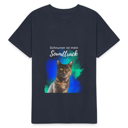 Kinder-T-Shirt – Schnurren ist mein Soundtrack | Für kleine Katzenfreunde - Navy