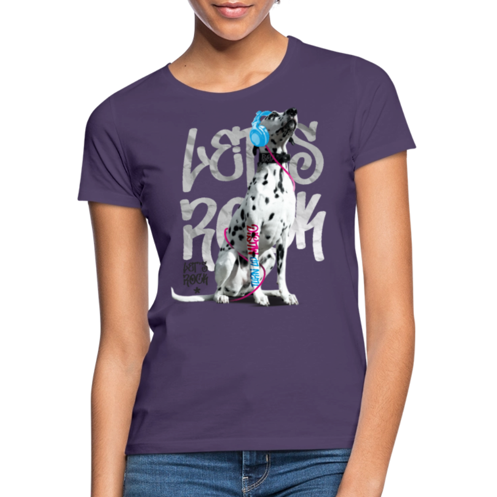 LiNBW. Frauen T-Shirt Dalmatiner Let's Rock - Dunkellila