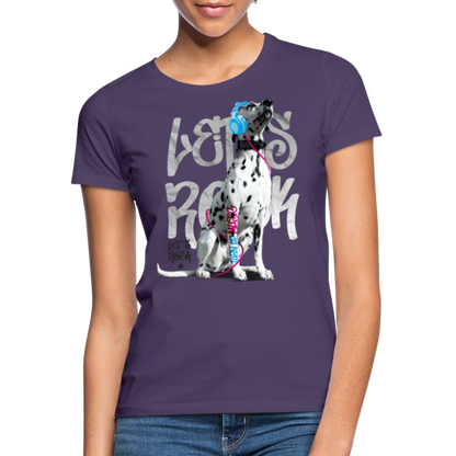 LiNBW. Frauen T-Shirt Dalmatiner Let's Rock - Dunkellila