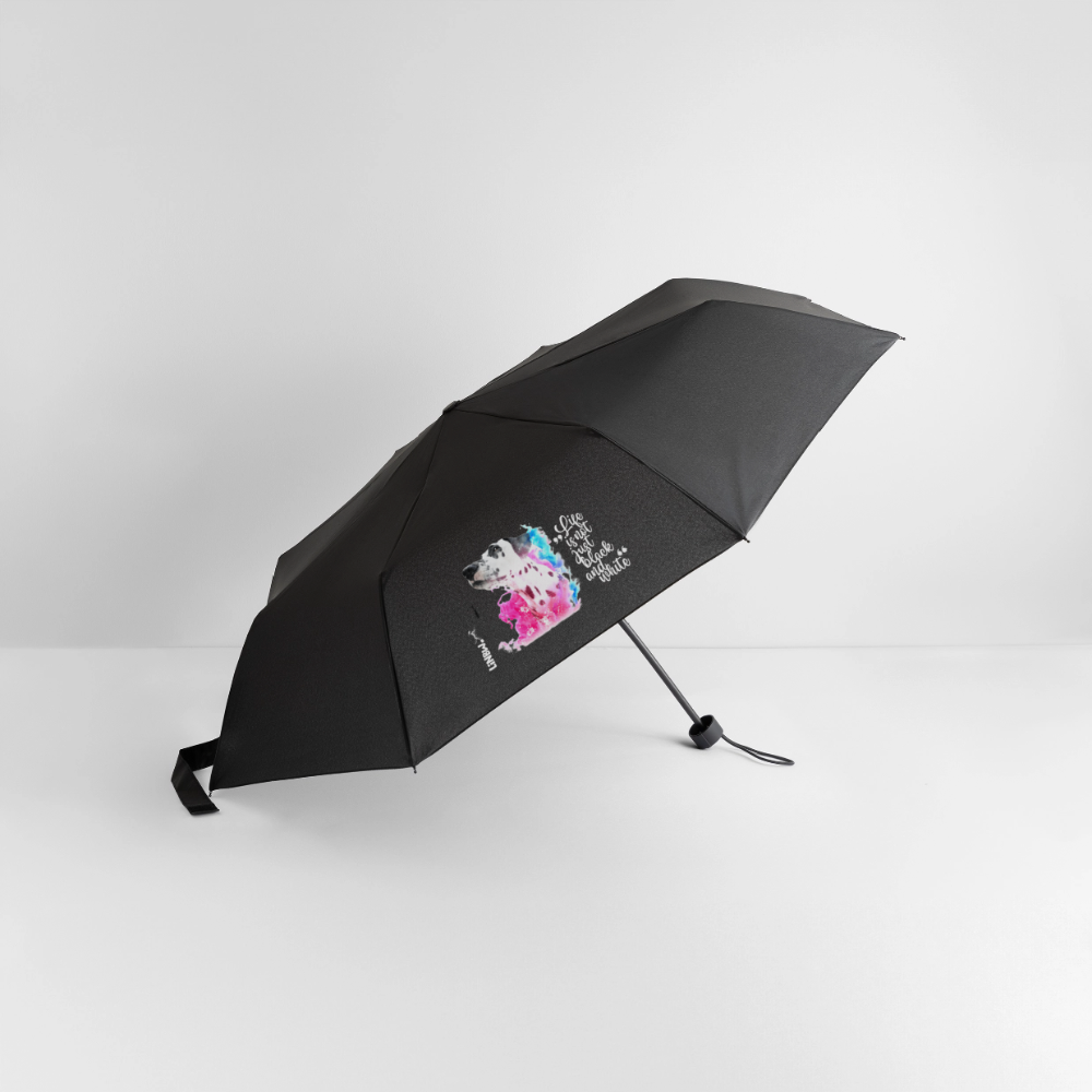 Regenschirm „Life is not just black and white“ mit Dalmatiner-Motiv – Für farbenfrohe Tierfreunde - Schwarz