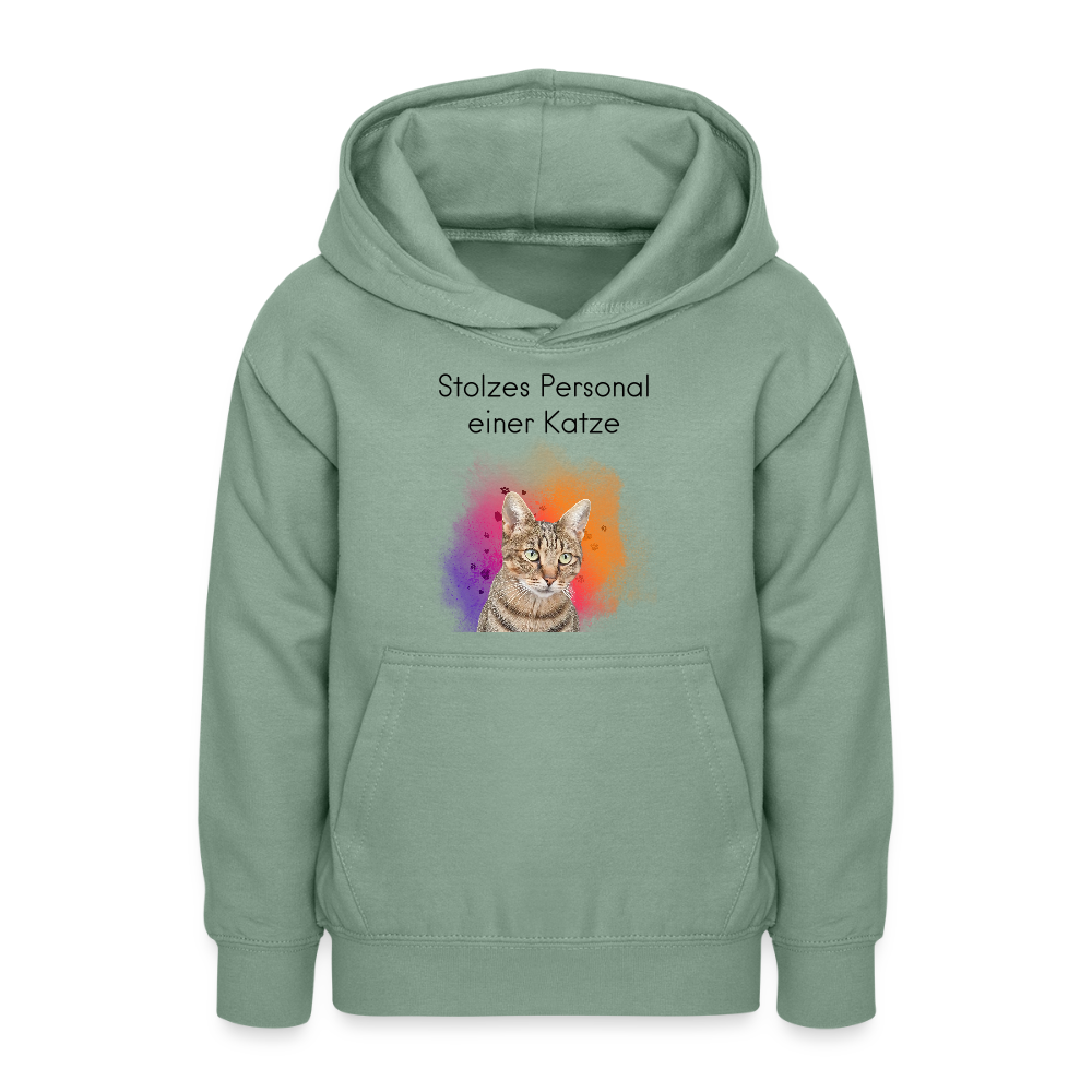 LiNBW. Teenager Hoodie Stolzes Personal einer Katze - Graugrün