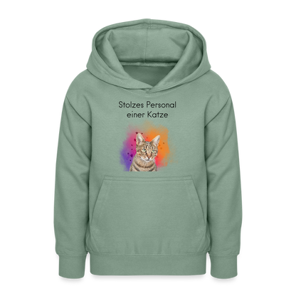 LiNBW. Teenager Hoodie Stolzes Personal einer Katze - Graugrün