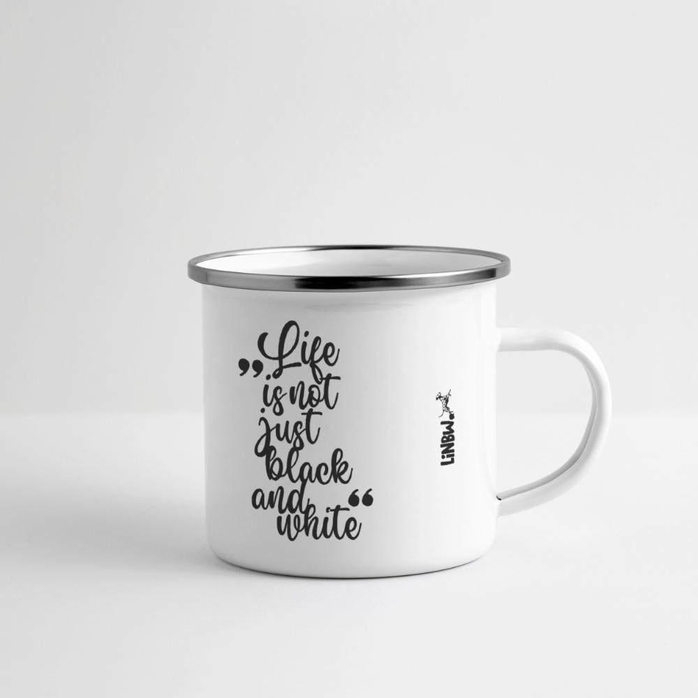 LiNBW. Emaille-Tasse Life is not just black and white - Weiß