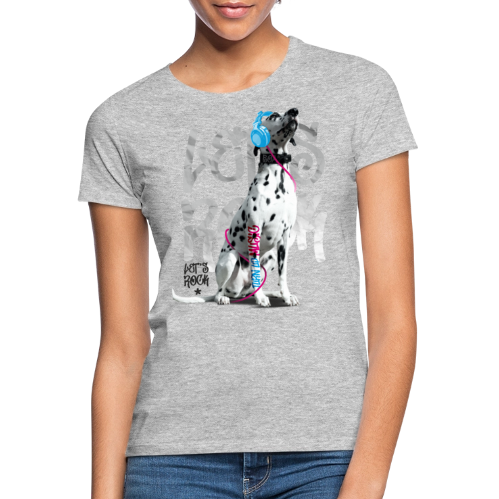 LiNBW. Frauen T-Shirt Dalmatiner Let's Rock - Grau meliert