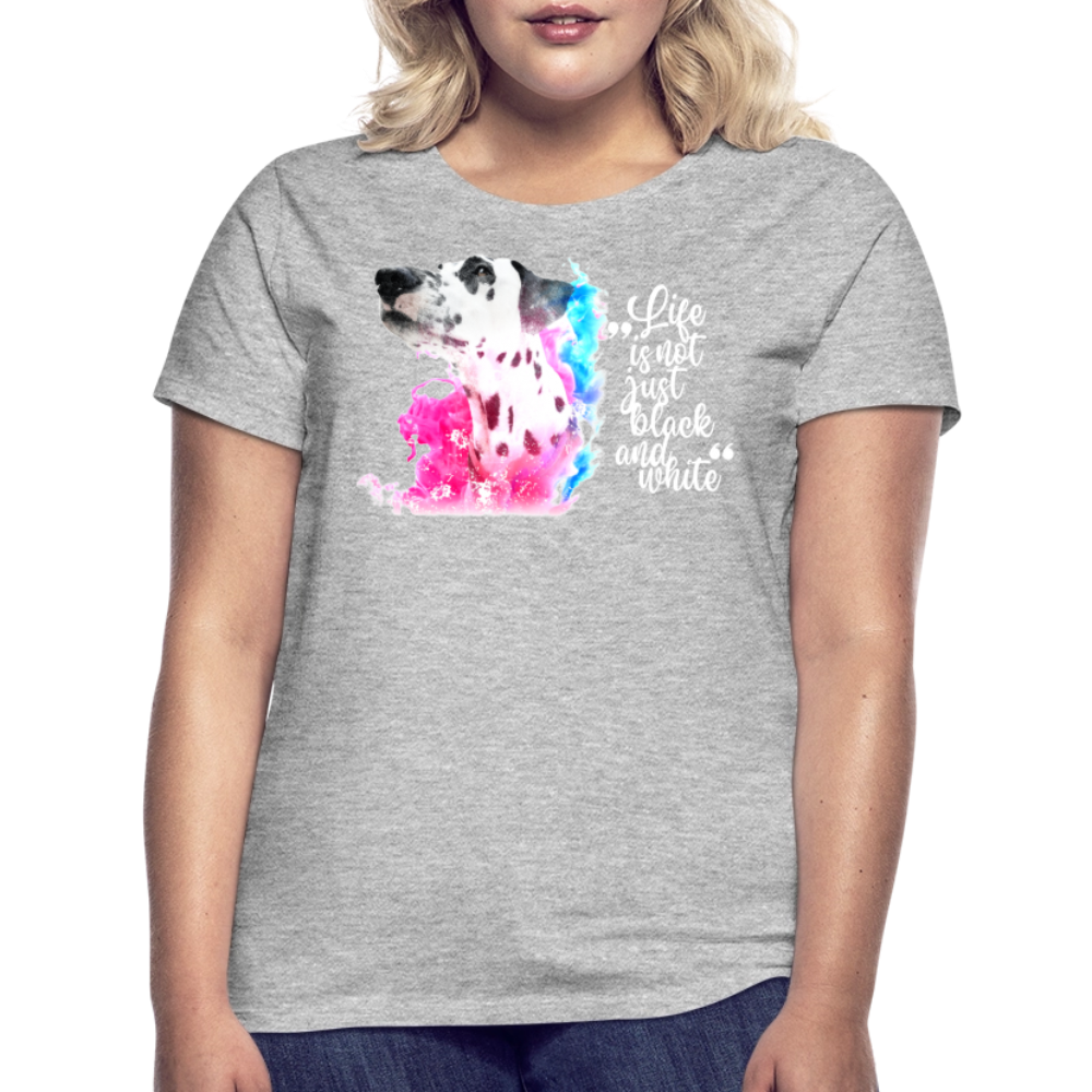 LiNBW. Frauen T-Shirt Dalmatiner Life is not just black and white - Grau meliert