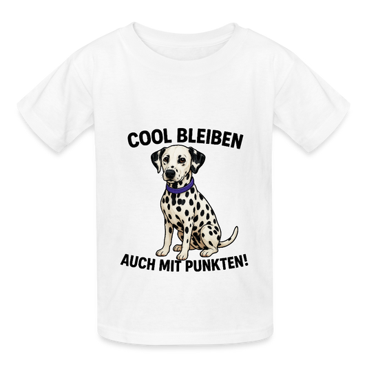 Kinder-T-Shirt – „Cool bleiben – auch mit Punkten!“ | Dalmatiner-Design für kleine Trendsetter - Weiß
