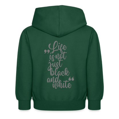 LiNBW. Kinder Hoodie Life is not just black and white - Flaschengrün