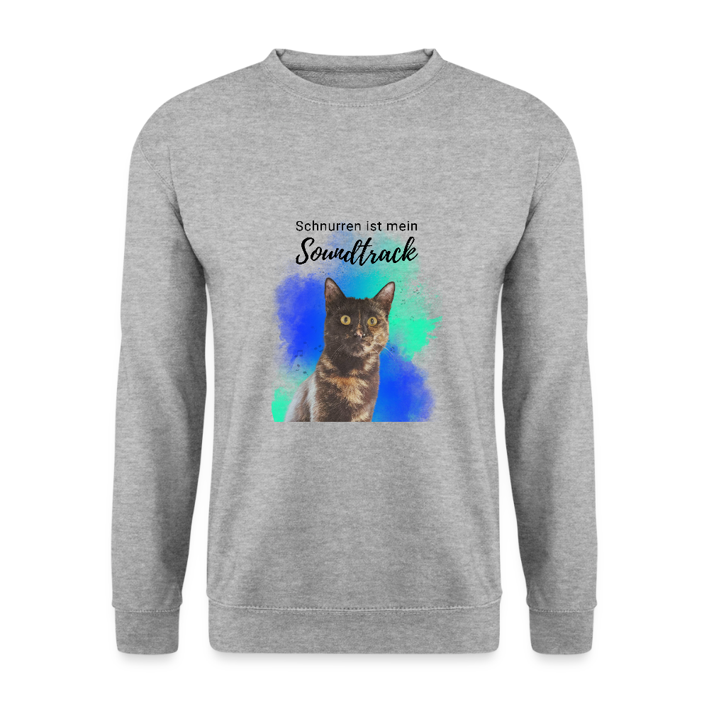 LiNBW. Männer Pullover Schnurren ist mein Soundtrack - Weißgrau meliert