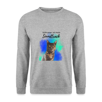 LiNBW. Männer Pullover Schnurren ist mein Soundtrack - Weißgrau meliert