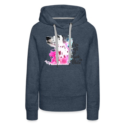 LiNBW. Frauen Hoodie Dalmatiner Life is not just black and white - Jeansblau