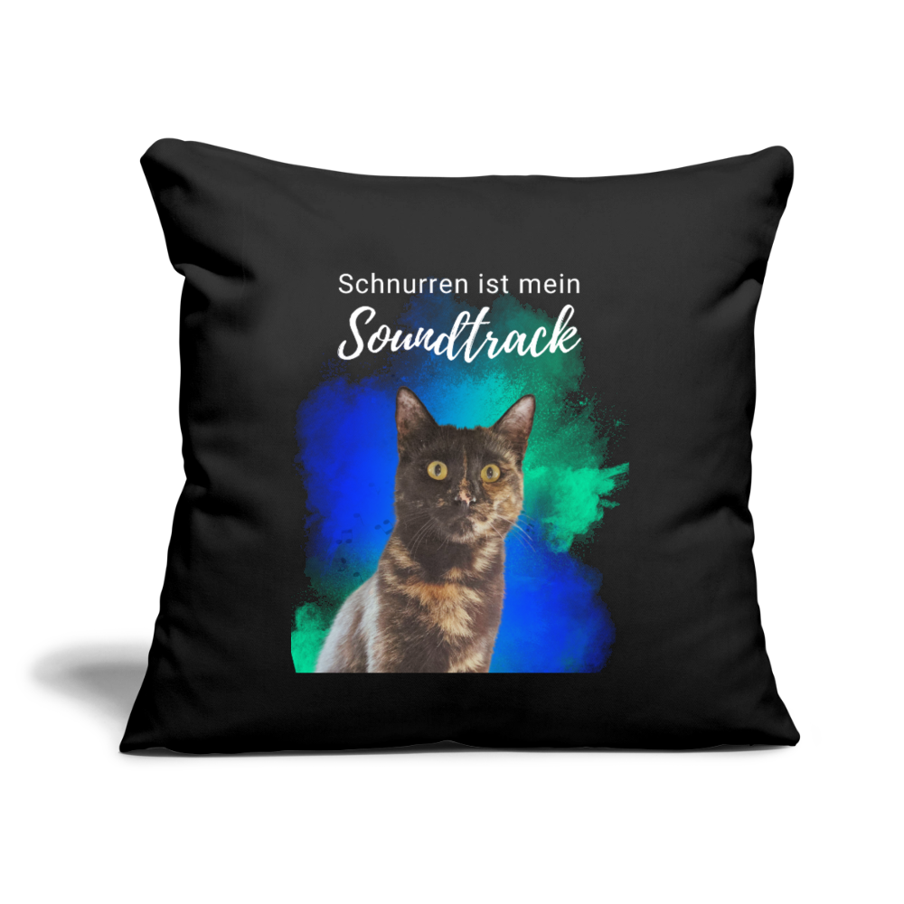 LiNBW. Kissen mit Füllung 45 x 45 cm Schnurren ist mein Soundtrack - Schwarz