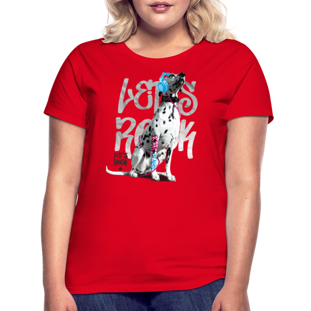 LiNBW. Frauen T-Shirt Dalmatiner Let's Rock - Rot