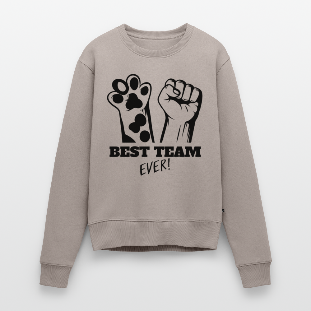 Damen Pullover „Best Team Ever“ –  für wahre Freundschaft 🐾✊ - Taupe