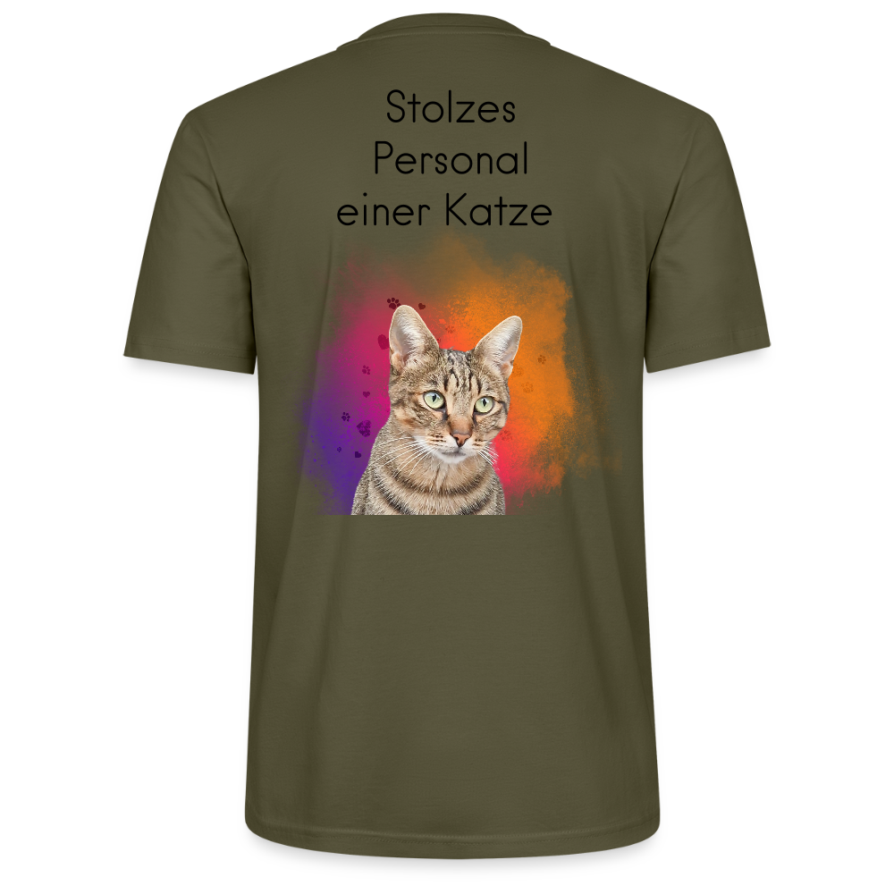 LiNBW. Männer T-Shirt Stolzes Personal einer Katze - Khaki