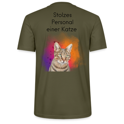 LiNBW. Männer T-Shirt Stolzes Personal einer Katze - Khaki