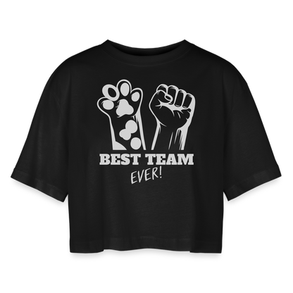 LiNBW. Frauen Cropped T-Shirt Best Team Ever - Schwarz