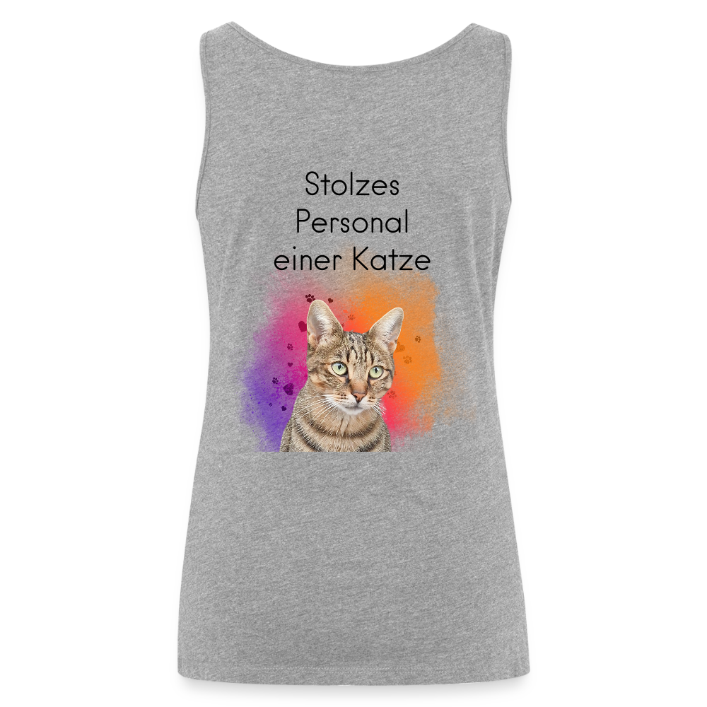 LiNBW. Frauen Tank-Top Stolzes Personal einer Katze - Grau meliert