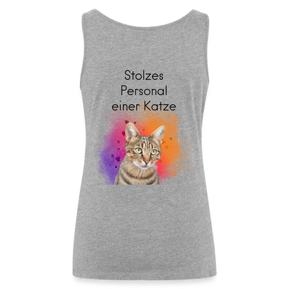 LiNBW. Frauen Tank-Top Stolzes Personal einer Katze - Grau meliert