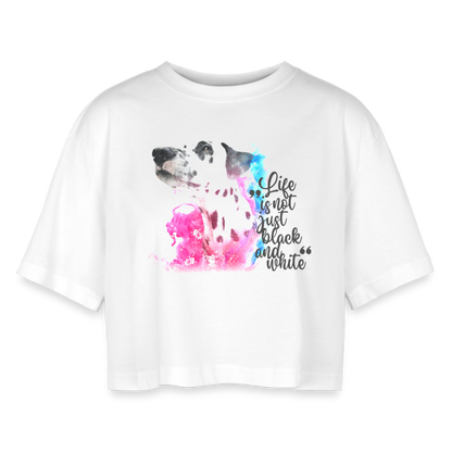 LiNBW. Frauen Cropped T-Shirt Dalmatiner Life is not just black and white - Weiß