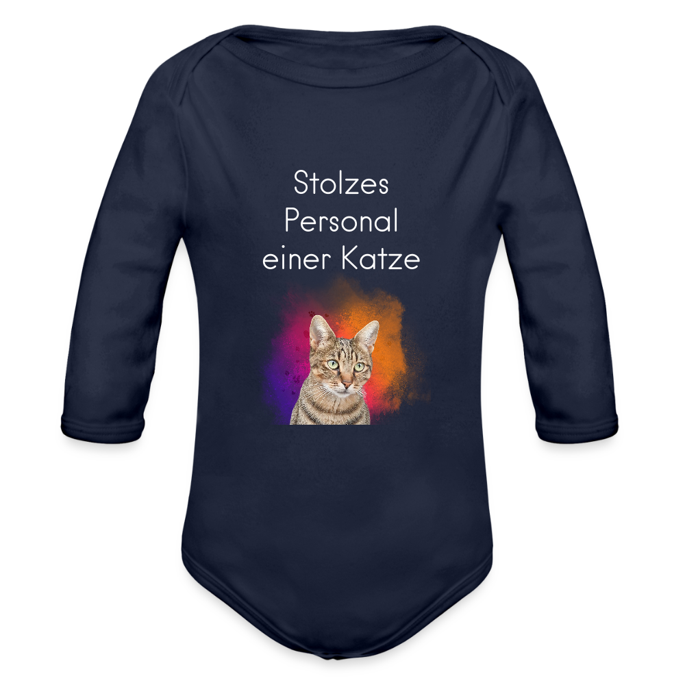 Baby-Body „Stolzes Personal einer Katze“ – Mit frecher Katzenbotschaft - Dunkelnavy