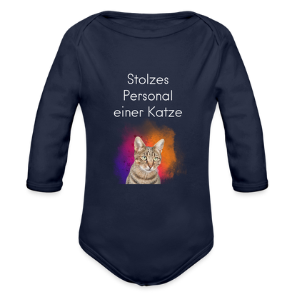 Baby-Body „Stolzes Personal einer Katze“ – Mit frecher Katzenbotschaft - Dunkelnavy
