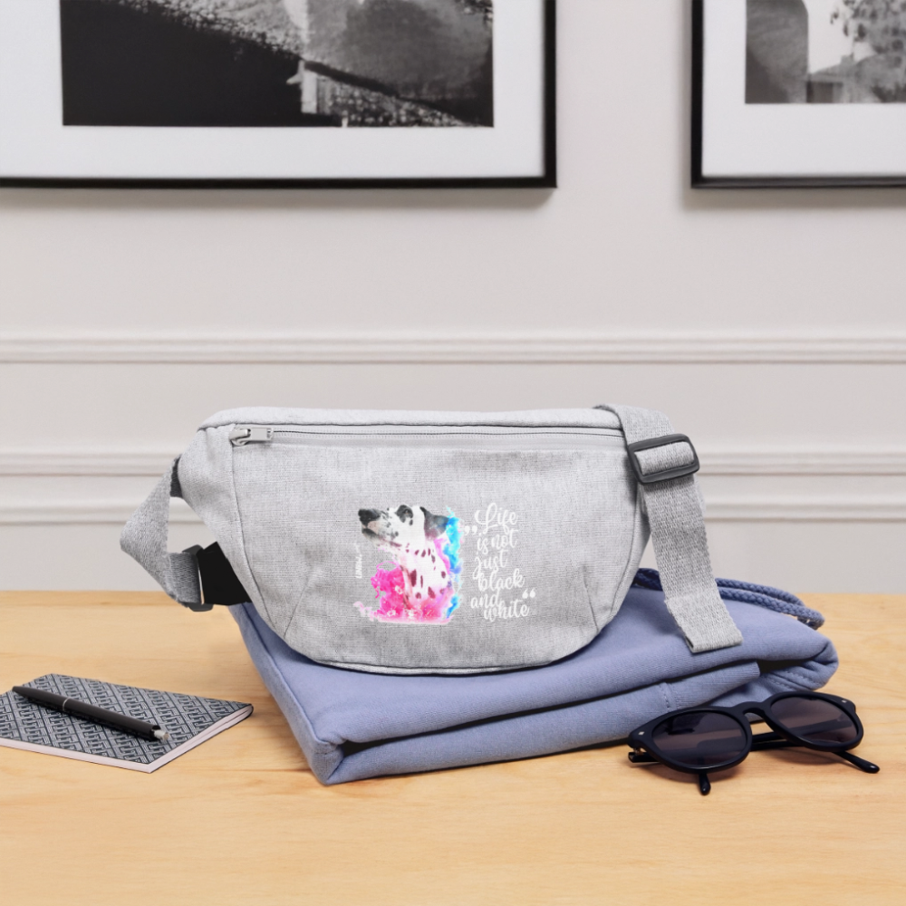 LiNBW. Recycelte Gürteltasche Dalmatiner Life is not just black and white - Grau meliert