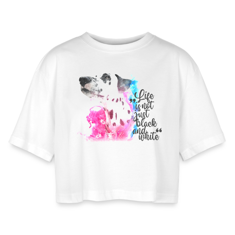 LiNBW. Frauen Cropped T-Shirt Dalmatiner Life is not just black and white - Weiß