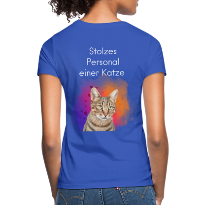 LiNBW. Frauen T-Shirt Stolzes Personal einer Katze - Royalblau