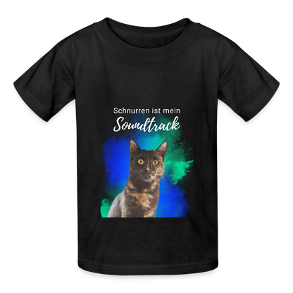 Kinder-T-Shirt – Schnurren ist mein Soundtrack | Für kleine Katzenfreunde - Schwarz