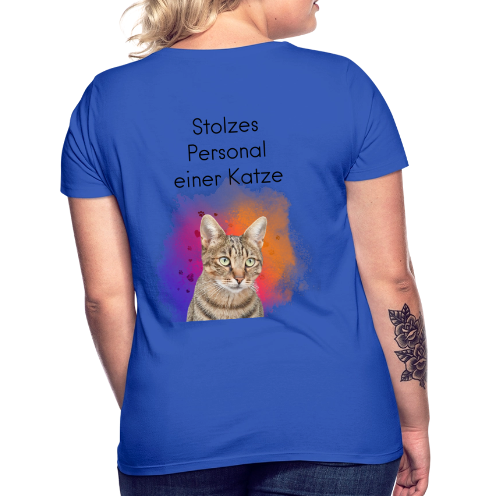 LiNBW. Frauen T-Shirt Stolzes Personal einer Katze - Royalblau