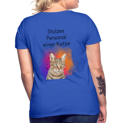 LiNBW. Frauen T-Shirt Stolzes Personal einer Katze - Royalblau