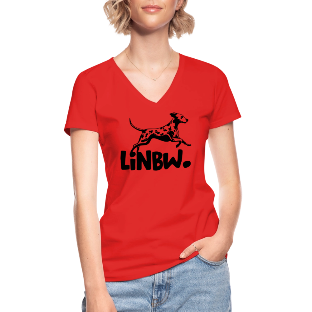 LiNBW. Frauen T-Shirt V-Ausschnitt - Rot