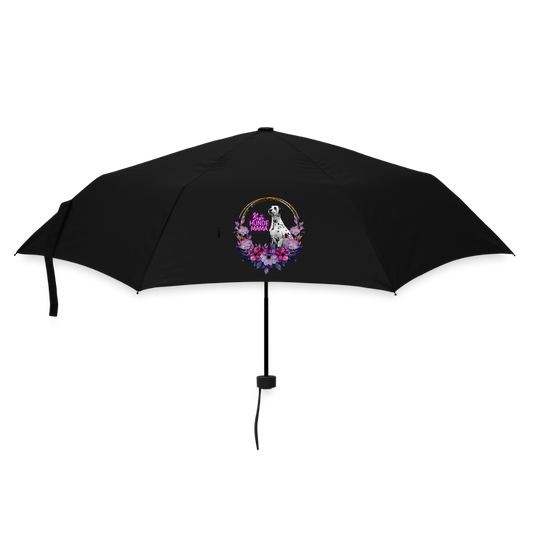 Regenschirm „Dalmatiner im Blütenkranz“ – Stilvoll durch den Regen - Schwarz