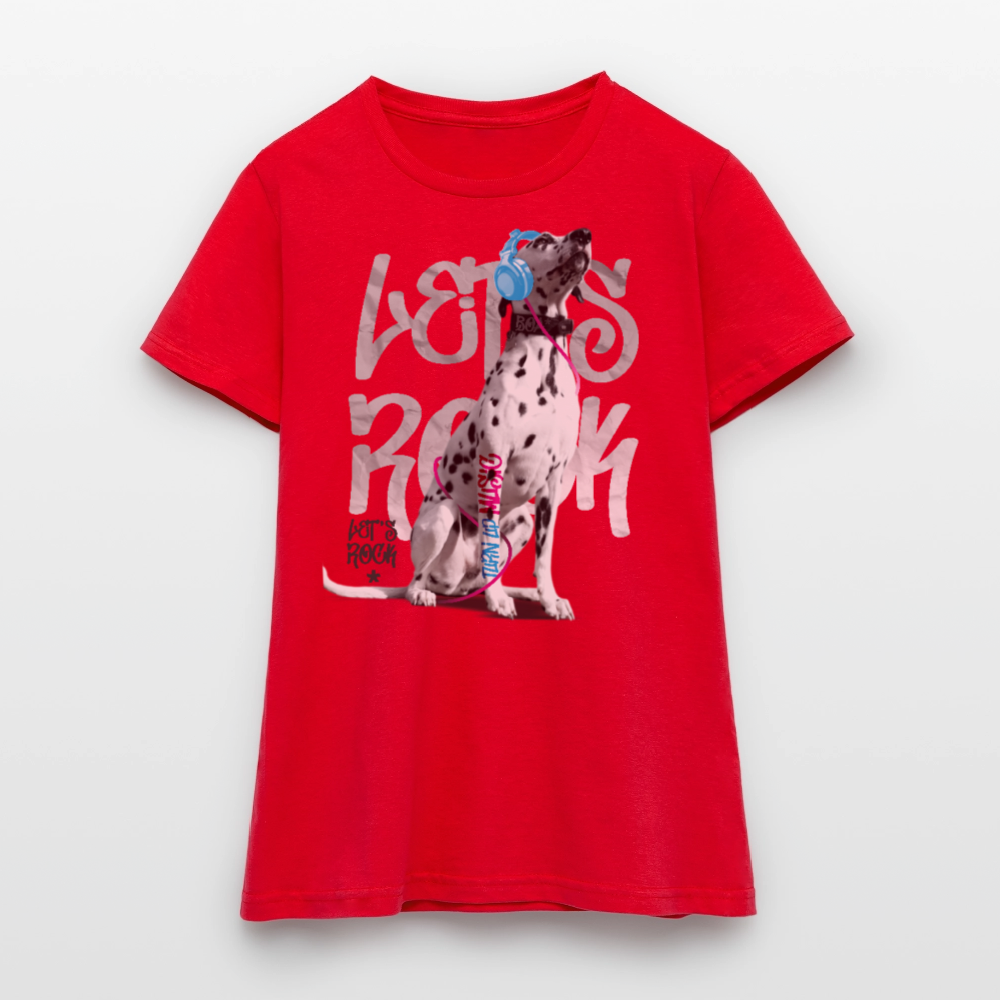 LiNBW. Frauen T-Shirt Dalmatiner Let's Rock - Rot