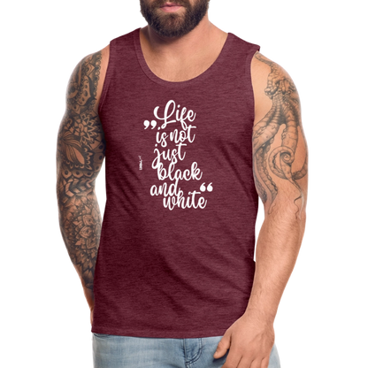LiNBW. Männer Tank-Top Life is not just black and white - Bordeauxrot meliert