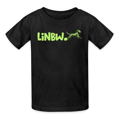 Kinder-T-Shirt – „LiNBW.“ Logo vorne & Zitat hinten | Doppelseitiger Style für tierliebe Kids - Schwarz